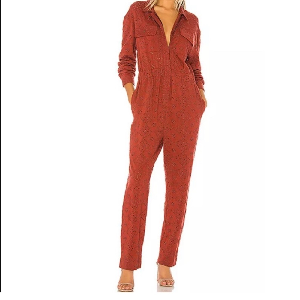 Free People Set The Tone Red Jumpsuit Women’s Size 4